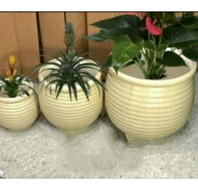 Set Of Off White Ceramic Planters